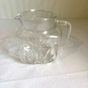 Vintage Federal Glass 1 Qt Square Starburst Pitcher MCM Star Bottom